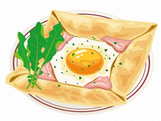 卵とハムのガレット