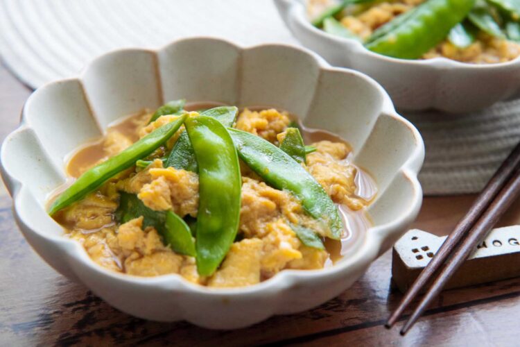 「きぬさやの卵とじ」お母さんの味・昭和の和食レシピ