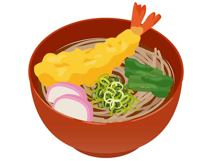 天ぷらそば｜「こまつな（小松菜）」のこどもに話したい！栄養と調理・保存のコツ【食育コラム】