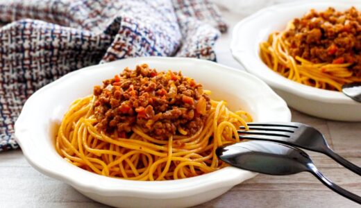 「ボロネーゼ スパゲティ（パスタ）」幼稚園・保育園の人気の給食レシピ（富喜屋オリジナル食育レシピ）