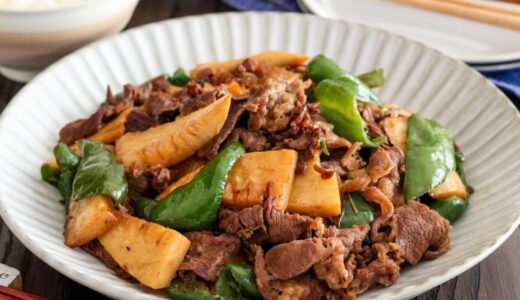 「タケノコと牛肉のオイスター炒め」幼稚園・保育園の人気の給食レシピ（富喜屋オリジナル食育レシピ）