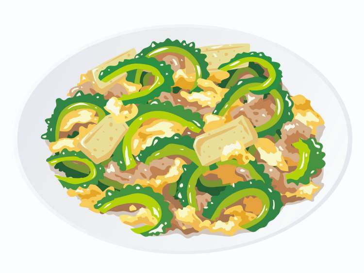 【郷土料理・沖縄県】チーズ入り「ゴーヤチャンプルー」(食育レシピ)