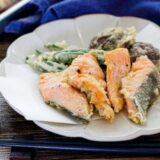 「鮭とオクラ、椎茸の天ぷら」幼稚園・保育園の人気の給食レシピ（富喜屋オリジナル食育レシピ）