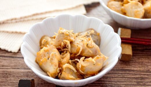 「揚げ里芋のじゃこマヨ和え」幼稚園・保育園の人気の給食レシピ（富喜屋オリジナル食育レシピ）