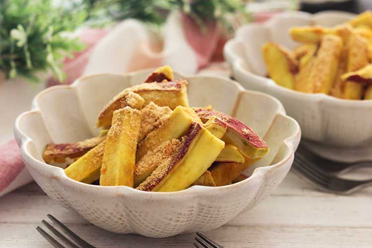 「さつまいものきな粉和え」幼稚園・保育園の人気の給食レシピ（富喜屋オリジナル食育レシピ）