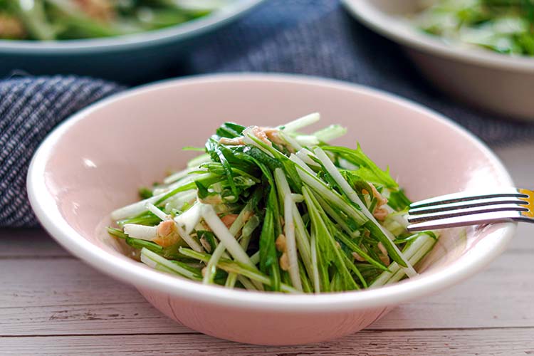 「水菜とツナの和風サラダ」幼稚園・保育園の人気の給食レシピ（富喜屋オリジナル食育レシピ）